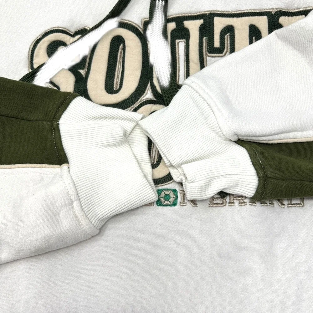 SOUTH POLE‎ Vintage Men Off-White Hoodie Logo Embroidered Grunge Hip Hop Y2K 2XL